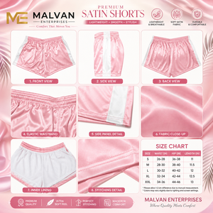 Shorts en satin rose pour homme avec empiècements latéraux blancs, cordon de serrage, taille élastique, décontracté, respirant, séchage rapide, personnalisable, pour le sport, la gym et l'extérieur - Product Image 6