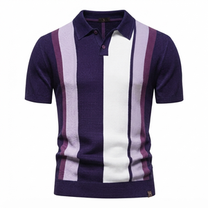 Chemise décontractée pour homme à motif Argyle, manches courtes, respirante, en tricot Spandex/Polyester, longueur standard, avec poche, infroissable - Product Image 3