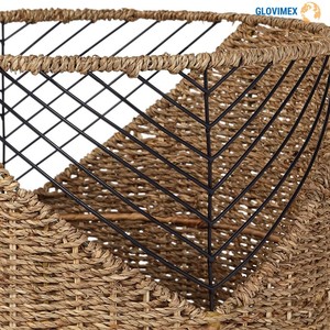Panier de rangement en jonc de mer écologique fait main, tressé naturellement, organisateur de maison, taille personnalisée, style rustique rond Vietrustic, prix d'usine - Product Image 2