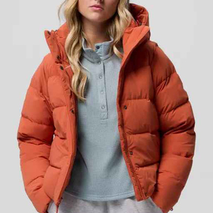 Blouson d'hiver matelassé léger en toile de haute qualité pour femme, style bomber, avec fermeture éclair et boutons, respirant, décontracté, à capuche, pour l'automne - Product Image 2
