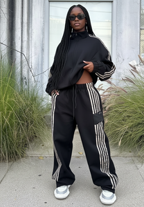 Conjunto Deportivo de 2 Piezas para Mujer Casly Lamiit, Invierno, con Cierre, Pantalones Anchos para Correr, Traje Deportivo de Viaje, 100% Algodón - Product Image 3