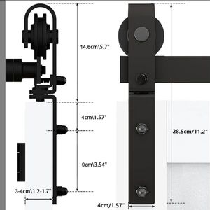 80\" Bi-Folding Black Sliding Barn Door Hardware Kit with J Shape Roller Quiet Smooth Operation [Doors Not Included] - Product Image 5