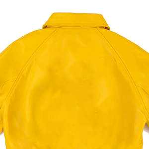 แจ็คเก็ตบอมเบอร์หนังเทียมสีเหลืองลายเซ็น รุ่นเรกูลาร์ สไตล์วาร์ซิตี้ แบบซิป ยูนิเซ็กส์ เสื้อคลุมสตรีทแวร์ ทรงพรีเมียม ใส่ได้ในฤดูใบไม้ผลิ - Product Image 6