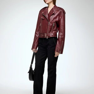Women's Winter <b>Knitted</b> Genuine Leather Jacket Solid <b>Pattern</b> Zipper Breathable Modern Design Outdoor Use - Product Image 4