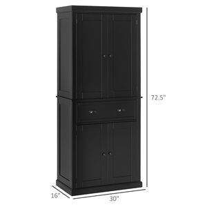 Dispensa da cucina autoportante nera con spazio contenitivo da 72 pollici e ante - Product Image 3