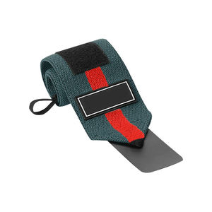 Muñequeras Deportivas Elásticas con Franjas Rojas y Verdes Oscuros para Gimnasio, Levantamiento de Pesas y Entrenamiento de Fuerza - Product Image 3
