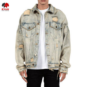 แจ็คเก็ตยีนส์คุณภาพพรีเมียมสำหรับผู้ชาย แบบสั่งทำพิเศษ ปิดด้วยกระดุม พร้อมโลโก้สั่งทำ เป็นมิตรต่อสิ่งแวดล้อม - Product Image 4