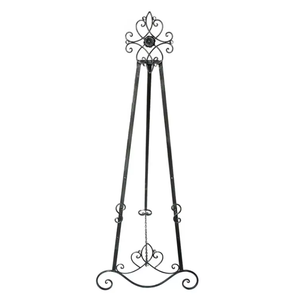 Traditional Iron <b>Easel</b> Stand with Fleur De Lis Design for Outdoor Living Room Decor Durable Floor Mount Home Accent - Product Image 4