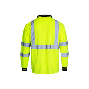 เสื้อโปโลสะท้อนแสงแขนยาวสีเหลืองมองเห็นได้ชัดเจนสำหรับผู้ชาย โพลีเอสเตอร์ ใส่ได้ทุกฤดู ชุดยูนิฟอร์ม ชุดทำงานสำหรับเจ้าหน้าที่ - Product Image 2
