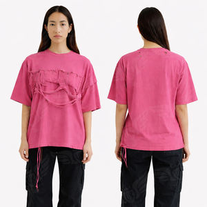 เสื้อยืดโอเวอร์ไซส์ผู้หญิงแบบขายส่ง แต่งลายปะติดสไตล์วินเทจ แขนสั้น สตรีทแวร์ - Product Image 5