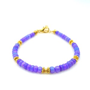 HAYAAT GEMS Natural Blue Ethiopian Opal Beaded Bracelet | AAA High <b>Fire</b> Gemstone October Birthstone Romantic Style - Product Image 4
