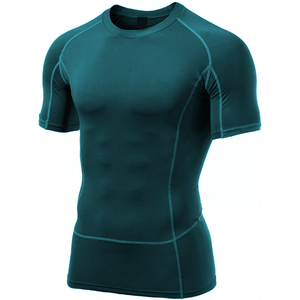Nouveaux T-shirts de compression pour hommes à motif uni, séchage rapide, pour la gym et l'entraînement, manches courtes, tissu 260 grammes - Product Image 4