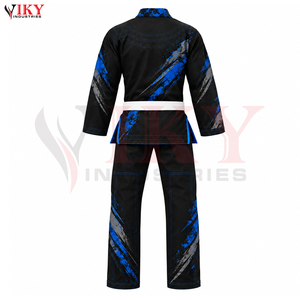 Conjunto de Uniforme de Jiu Jitsu Sublimado Personalizado en Negro y Azul, Tejido de Perlas de Alta Resistencia, con Costuras en Contraste, Equipo de Artes Marciales - Product Image 3