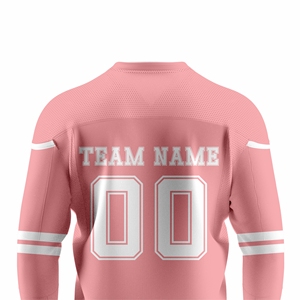 เสื้อฮอกกี้สีชมพูแบบกำหนดเองรุ่นล่าสุด คอวี ชุดทีม แขนยาว เสื้อกีฬา พร้อมชื่อ เบอร์ โลโก้ ขายส่ง - Product Image 3