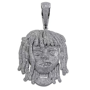 Collar de Hip Hop Plateado con Colgante de Cara de Dibujos Animados Iced Out, Joyería de Declaración con Colgante de Personaje Bling - Product Image 3