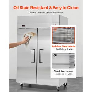 Congelatore Verticale Commerciale a Doppia Porta da 31,89 Pollici di Larghezza, 31,1 Cu.ft, con Sbrinamento Automatico per Cucine Professionali - Product Image 6