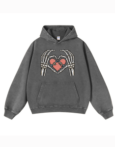 Sudadera con Capucha Personalizada Y2K con Estampado de Corazón de Esqueleto, Estilo Gótico Vintage, Sudadera Oversize de Moda Urbana, Estilo Emo Punk, Unisex - Product Image 2
