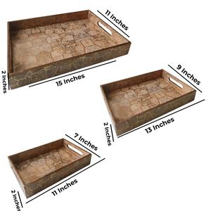 Plateau de rangement classique en bois imprimé avec 1 compartiment, organisateur décoratif de table pour la maison, le bureau et la salle à manger - Product Image 2