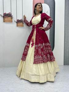 Lehenga Choli de Diseño con Estilo Cultural Gujara, Tela de Piel Sintética, Talla Personalizada, Patrón de Chal, Disponible en Varios Colores para Fiestas de Invierno y Bodas - Product Image 3
