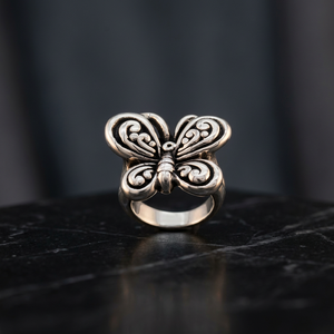 แหวนเงิน 925 สำหรับผู้หญิงลายผีเสื้อวินเทจ - Product Image 3