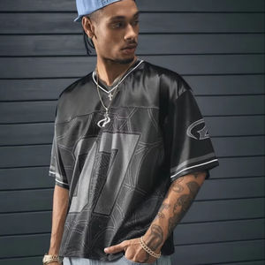 Chemise sans manches pour homme, style streetwear, col en V noir, jersey tissé, imprimé toile d'araignée, numéro 07, coupe classique, décontractée et sportive - Product Image 2