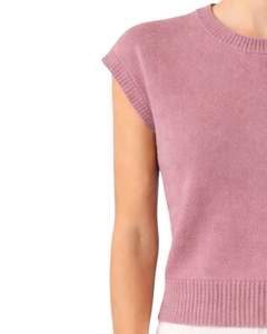 Pull sans manches en tricot mauve pour femme, style floral, doux et léger, gilet décontracté pour le printemps et l'été, vêtement tendance pour femme - Product Image 4