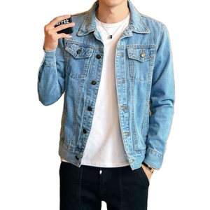 Men <b>Denim</b> <b>Jacket</b> Zip up Bomber Coat Washed Outerwear <b>with</b> Wool <b>Liner</b> Breathable Streetwear for Winter - Product Image 3