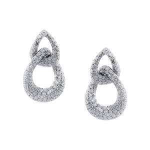 Luxury Knot <b>Earrings</b> Women 925 <b>Silver</b> Diamond <b>Studs</b> Round Brilliant Cut Micro Insert Everyday Wear - Product Image 1