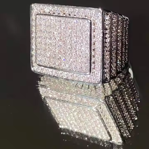 Luxury Square Halo <b>Iced</b>-Out Gemstone <b>Ring</b> 14K Gold Plated Moissanite IGI Certified - Product Image 3