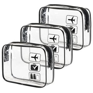 MODENGKONGJIAN TSA Approved <b>Travel</b> Cosmetic <b>Bag</b> Quart Size <b>Clear</b> Toiletries <b>Bags</b> for Women and Men 3 Pcs Set - Product Image 3