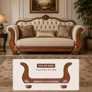 Luxury Upholstered <b>Sofa</b> Solid <b>Wood</b> Decorative Front <b>Frame</b> Side Panels Front Apron Exposed <b>Wood</b> Furniture Components - Product Image 2