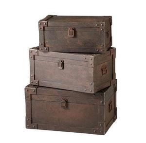 Elegante Baúl de Almacenamiento Metálico Azul Marino con Herrajes Dorados, Caja Organizadora Segura para Decoración Premium del Hogar - Product Image 4