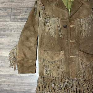 Chaqueta de Cuero de Gamuza para Hombre y Mujer con Detalle de Flecos, Ropa Exterior Occidental de Lujo, Venta al Por Mayor OEM - Product Image 3