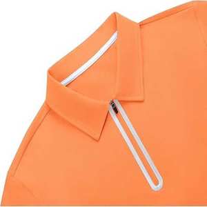 Polo à manches courtes pour homme, col zippé 1/4, 100% coton, couleur orange, style pull, t-shirt pour un usage décontracté, prix de gros. - Product Image 4