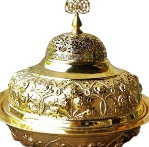 Modern Arabic Design Eco-friendly Date Bowl Gold Luxury <b>Decorative</b> Handmade Stainless Steel Serving Bowl Dome <b>Lid</b> Party Hotel - Product Image 2