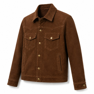 Men's Solid Winter Leather Jacket High Quality 320g Luxury Vintage Style Motorcycle <b>Coat</b> <b>Zipper</b> Front Logo Stand Collar Custom - Product Image 2