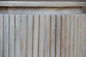 Modern Luxury Nordic <b>Oval</b> Solid Wood <b>TV</b> <b>Stand</b> Modern Japandi Entertainment Center with Fluted Tambour Doors and Brass Legs - Product Image 3