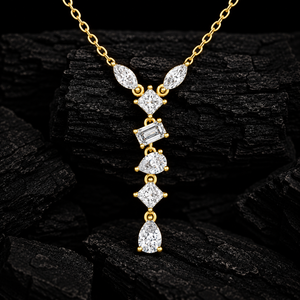Collar con Diamantes Cultivados en Laboratorio de Formas Mixtas, Corte Marquise, Corte Princesa, Corte Pera, Corte Esmeralda, DEFVVS, Oro Sólido de 14K, Regalo de Boda, ODM - Product Image 1