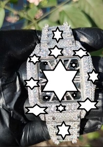 Reloj mecánico cuadrado de lujo para hombre, de acero inoxidable, con esfera de cristal de zafiro y correa con incrustaciones de diamantes. - Product Image 6