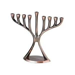 Contemporary Design Metal 7 Arms Menorah Candle Holder Decorative <b>Candelabra</b> Interior Accent - Product Image 2