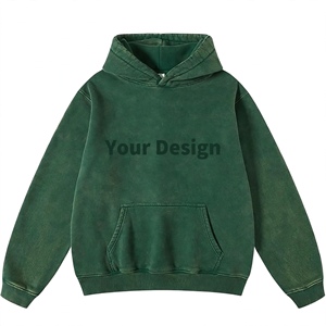 เสื้อฮู้ดดี้สีเขียวเข้มเข้ม ผ้าฝ้าย 100% ออกแบบเองได้ มีกระเป๋าจิงโจ้ สายรัดเอว ขอบแขนและชายเสื้อแบบริบ ทรงโอเวอร์ไซส์ หนานุ่ม สำหรับผู้ชาย - Product Image 1