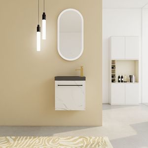 20\" <b>Wall</b> Mounted <b>Floating</b> Bathroom Vanity with Resin Sink and Soft-Close Cabinet Door - Product Image 1