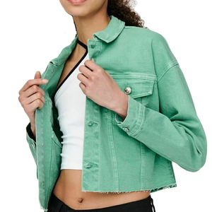 Top Fashion <b>Cropped</b> <b>Denim</b> Outerwear Coats High Streetwear Clothing Women's Long Sleeve Casual Jean Crop Top <b>Jacket</b> Men - Product Image 1