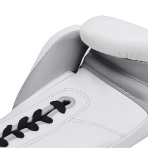 Guantes de Boxeo Profesionales con Logotipo Personalizado, Blancos y Azules |   Cuero Genuino |   Venta al por Mayor OEM de Artículos de Entrenamiento de Sparring para MMA y Muay Thai - Product Image 6