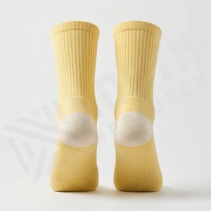 Chaussettes jaunes à col ras du cou, couleur unie, tricotées, respirantes, décontractées pour adultes - Product Image 2