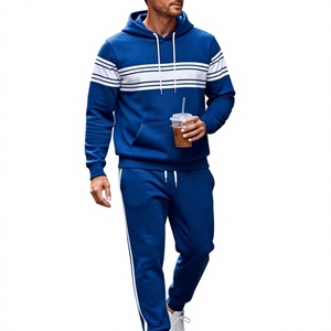 Men's Light Green Two-Piece Long Sleeve Hoodie Sweatpants Set Solid Color Casual Winter Wear Breathable 380g Polyester/Cotton - Product Image 2