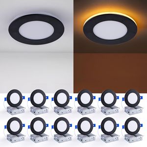 Confezione da 12 Faretti da Incasso Neri da 4 Pollici, 9W 800LM, Dimmerabili, Senza Canne, Luce per Soffitto 5CCT 2700K-5000K 120V - Product Image 1