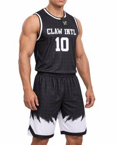 Conjunto de Uniforme de Baloncesto para Hombre Claw Intl, Diseño de Cuadros Blancos y Negros, Impresión en Serigrafía, Algodón Transpirable, Unificación sin Costuras - Product Image 2