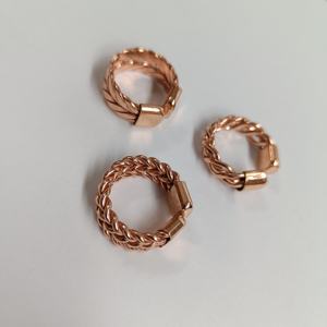 Woven Design <b>Copper</b> Magnetic Therapy Ring Handmade Interlocked Chain <b>Band</b> Jewelry Modern Antique Traditional Lightweight - Product Image 1