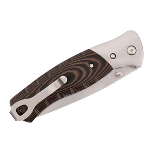 Navajas Plegables Marrón, Negro y Plateadas con Hoja Afilada de Acero Inoxidable Tipo Drop Point y Mango con Textura de Madera para Uso en Exteriores - Product Image 5